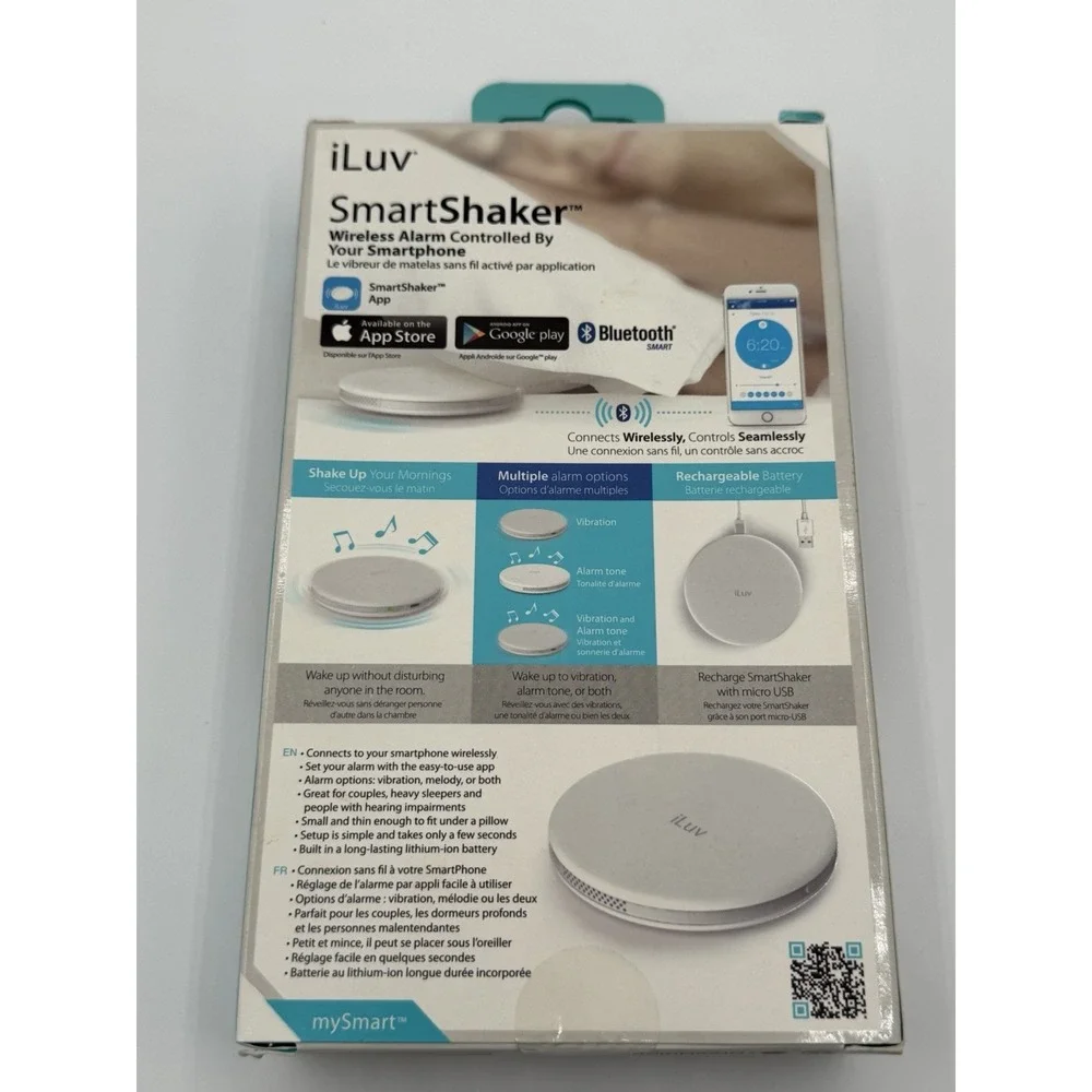 iLuv SmartShaker Wireless Bluetooth App Controlled Bed Shaker Alarm Blue NEW